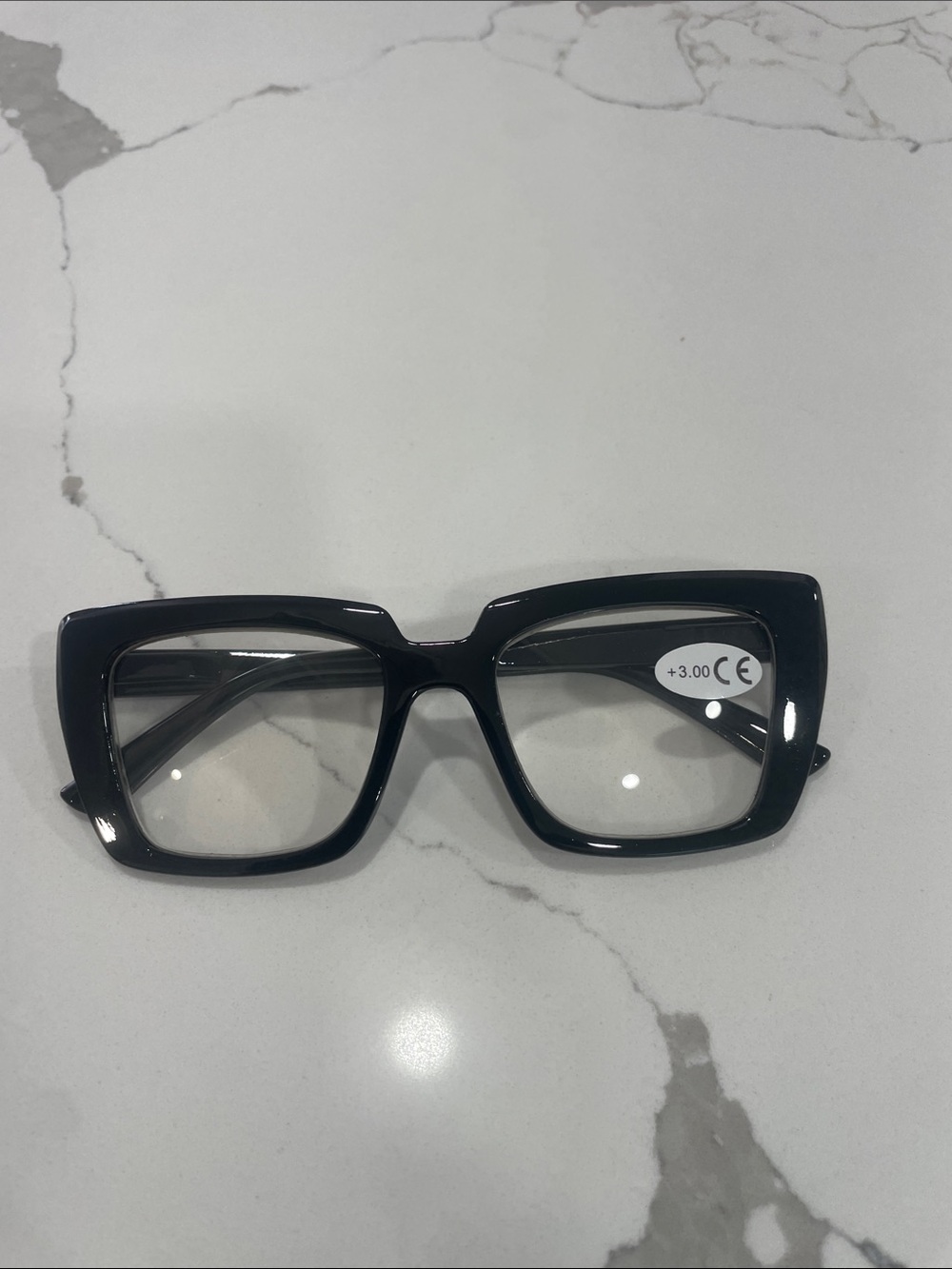 Chunky Rectangular Black Reading Glasses +3.00